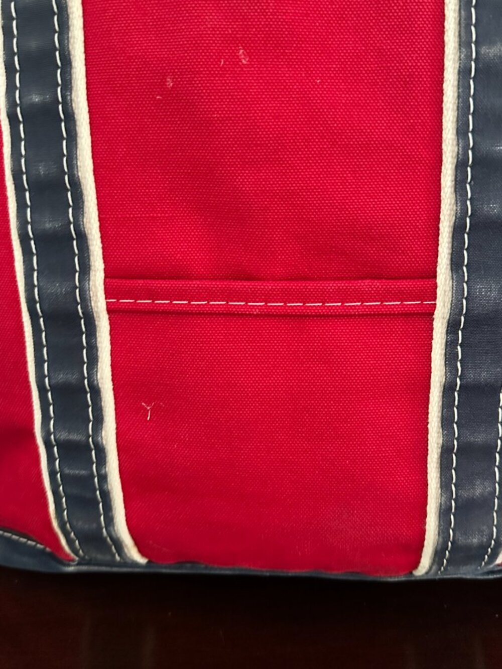 Rare Vintage 80s L.L. Bean Boat And Tote Red Blue Canvas Large Bag - Picture 3 of 16